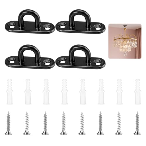 Pack Pad Augenplatte, 4 Stück Karabinerhaken und Öse, U-förmige Halterungshaken, robuste schwarze Deckenhaken zum Aufhängen mit Schrauben und Kunststoffstopfen für Wandmontage, Marine Pack Pad Augenplatte, 4 Stück Karabinerhaken und Öse, U-förmige Halterungshaken, robuste schwarze Deckenhaken zum Aufhängen mit Schrauben und Kunststoffstopfen für Wandmontage, Marine von Haxisii