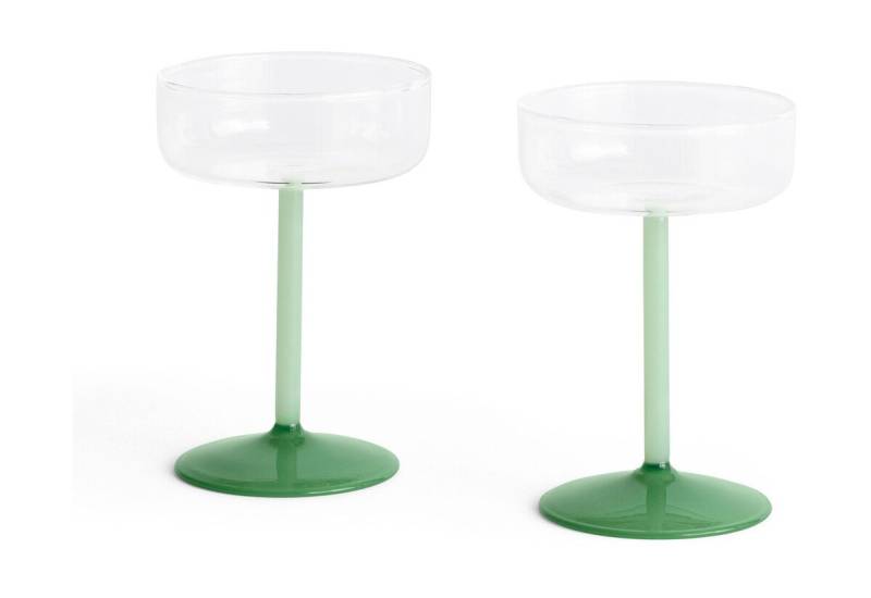 Coupé-Glas 2er-Set Tint klar/grün von Hay