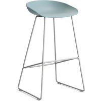 HAY - About A Stool AAS 38 Barhocker H 85, Edelstahl / dusty blue 2.0 (Filzgleiter) von Hay