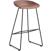 HAY - About A Stool AAS 38 Barhocker H 85, schwarz / soft brick 2.0 (Kunststoffgleiter) von Hay
