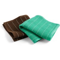 HAY - Canteen Spültücher, chocolate / emerald pinstripe (2er-Set) von Hay