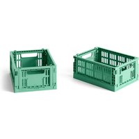 HAY - Colour Crate Korb Mini, 17 x 13 cm, dark mint, recycled (2er-Set) von Hay