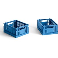 HAY - Colour Crate Korb Mini, 17 x 13 cm, electric blue , recycled (2er-Set) von Hay