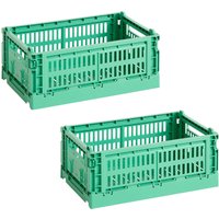 HAY - Colour Crate Korb S, 26,5 x 17 cm, dark mint, recycled (2er Set) von Hay