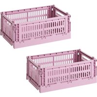 HAY - Colour Crate Korb S, 26,5 x 17 cm, dusty rose, recycled (2er Set) von Hay