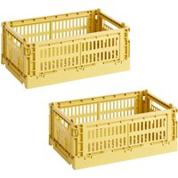 HAY - Colour Crate Korb S, 26,5 x 17 cm, dusty yellow, recycled (2er Set) von Hay