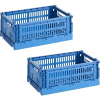 HAY - Colour Crate Korb S, 26,5 x 17 cm, electric blue, recycled (2er Set) von Hay