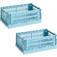 HAY - Colour Crate Korb S, 26,5 x 17 cm, light blue, recycled (2er Set) von Hay