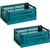 HAY - Colour Crate Korb S, 26,5 x 17 cm, ocean green, recycled (2er Set) von Hay