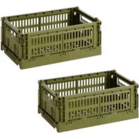 HAY - Colour Crate Korb S, 26,5 x 17 cm, olive, recycled (2er Set) von Hay