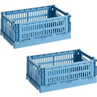 HAY - Colour Crate Korb S, 26,5 x 17 cm, sky blue, recycled (2er Set) von Hay