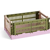 HAY - Colour Crate Mix Korb S, 26,5 x 17 cm, olive / powder, recycled von Hay