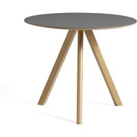 HAY - Copenhague CPH20 2.0 Tisch Ø 90 cm, Eiche lackiert / Linoleum grau von Hay