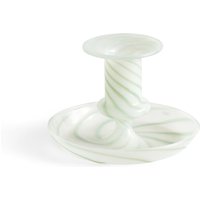 HAY - Flare Kerzenhalter, Ø 11 x H 7,5 cm, Stripe, milk / green von Hay