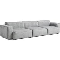 HAY - Mags Soft Sofa 3-Sitzer, Kombination 1, Armlehne niedrig, hellgrau (Hallingdal 130) / Nähte: dunkelgrau (EU) von Hay