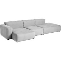 HAY - Mags Soft Sofa 3-Sitzer, Kombination 4 / Armlehne niedrig links, hellgrau (Linara 443) / Nähte: hellgrau von Hay