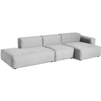 HAY - Mags Soft Sofa 3-Sitzer, Kombination 4 / Armlehne niedrig rechts, hellgrau (Linara 443) / Nähte: hellgrau von Hay