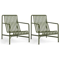 HAY - Palissade Lounge Chair High, olive (2er-Set) von Hay