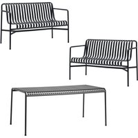HAY - Palissade Tisch + 2x Dining Bench, anthrazit von Hay