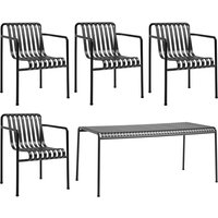 HAY - Palissade Tisch + 4x Dining Armchair, anthrazit von Hay