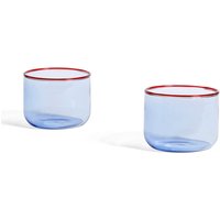 HAY - Tint Trinkglas 200 ml, hellblau / rot (2er-Set) von Hay