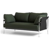 HAY - Can 2.0 Sofa, 2-Sitzer, Chrom / Canvas schwarz / Steelcut 975 dunkelgrün von Hay
