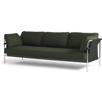 HAY - Can Sofa, 3-Sitzer, Chrom / Canvas schwarz / Steelcut 975 dunkelgrün von Hay