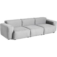 HAY - Mags Soft Sofa 3-Sitzer, Kombination 1 / Armlehne niedrig, hellgrau (Linara 443) / Nähte: hellgrau von Hay