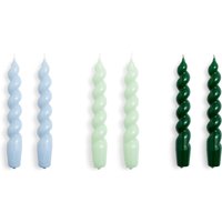 Kerze Set Spiral light blue, mint, green von Hay