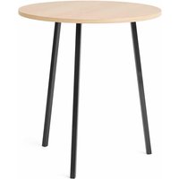 Stehtisch Loop Stand round water-based lacquered oak black powder coated steel von Hay