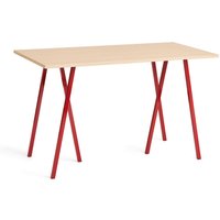 Stehtisch Loop Stand water-based lacquered oak maroon red powder coated steel 160 cm L von Hay