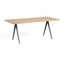 Tisch Pyramid 02 Black powder coated steel matt lacquered oak 190 cm L von Hay