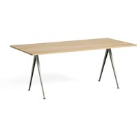 Tisch Pyramid 02 Beige powder coated steel matt lacquered oak 190 cm L von Hay