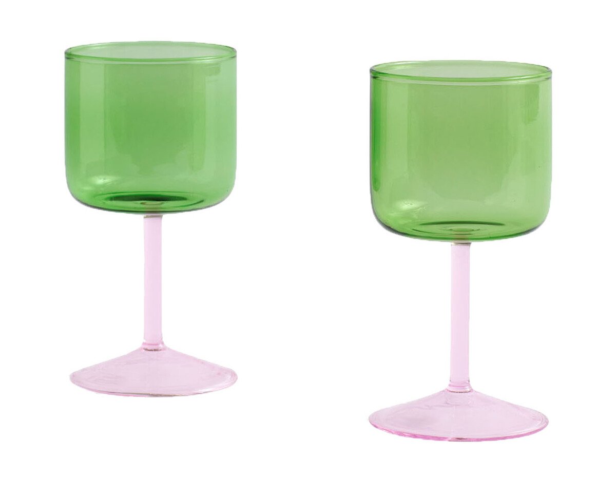 Weinglas 2er-Set Tint grün/pink Weinglas 2er-Set Tint grün/pink von Hay
