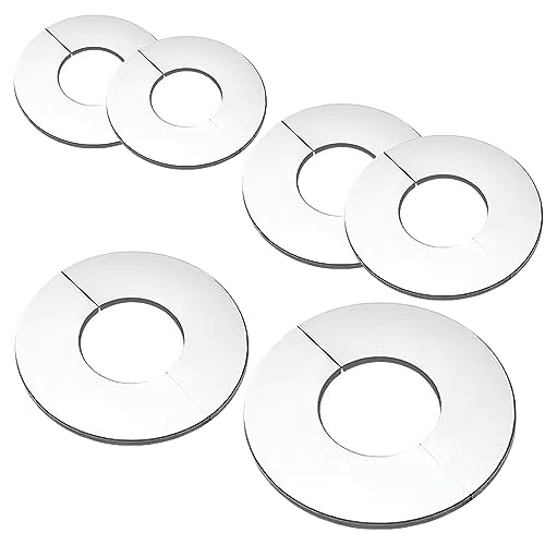 Hayaww 6 pcs Edelstahl Rosetten Rohrmanschette Edelstahl-Rosette Abdeckung Abdeckrosetten Edelstahl Ventil Loch Abdeckung Rohrabdeckungen,4 Größe,25 mm(2)/28 mm(2)/35 mm(1)/53 mm(1) Für Wasserhähne von Hayaww