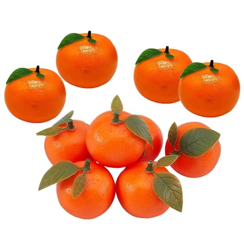 Hayaww 10 Stück realistische künstliche Zitrusfrüchte mit Blättern Simuliertes Orange Künstliche Orangen Simulation Zuckerorange Deko Obst lebensechte Mandarine gefälschte Früchte Tischdekoration (B) von Hayaww