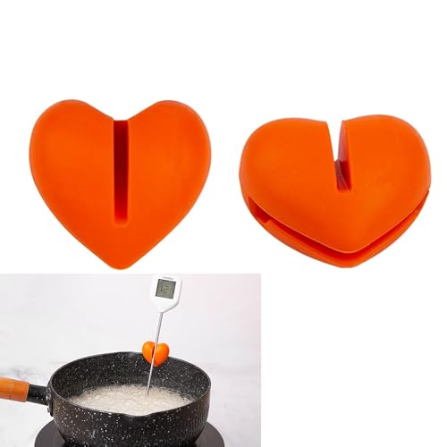 Hayaww 2 Stück Thermometerhalter Silikon Thermometer Clip Temperaturfühler Halter für Töpfe Temperatur Clip für Kochgeschirr Hitzebeständiger Thermometer Halter messung Prise Topf Werkzeug (B) von Hayaww