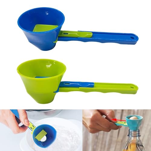 Hayaww 2 pcs Trichter Schaufel für Pulver Mini Trichter Powder Funnel Scoop Trichter Küche Verschiebbares Sieb Trichter-Messlöffel Küchengeräte Zum Abmessen Trockener Pulver Und Flüssigkeiten von Hayaww