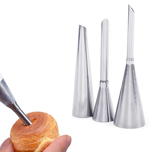 Hayaww 3 Pcs Stainless Steel Nozzles,Piping Nozzles For Filling Doughnuts Long Piping Nozzle Set Piping Nozzles For Cupcakes Cakes Icing Nozzles Cake Decorating Set For Cupcake Puffs Filling Cream Jam von Hayaww