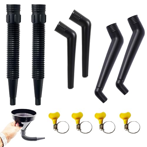 Hayaww 6 pcs Schlauch Verlängerungsrohr-Trichter Mit Schlauch Kfz Trichter Set Kunststoff-Öltrichter mit langem Hals flexible rechtwinklige Trichter Kraftstofftrichter Einfüllen Benzin Motoröl (A) von Hayaww