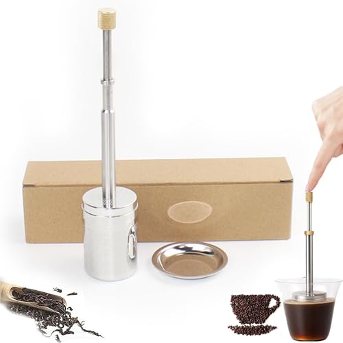 Hayaww Tragbare Kaffee und Teefilterpresse Kaffee und Teebereiter Kaffeebereiter French Press System Kaffeebrüh-Kolbenfilter Teesieb Edelstahlfilter für Zuhause und Unterwegs (A) von Hayaww