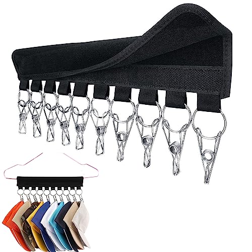 Hayaww Hut Aufbewahrungsregal,Baseball Kappenhalter Organizer Cap Halterung Hut Organizer KleiderbüGel Cap Huthalter Hat Stand Clothes Hanger, 32.0*17.5cm, 10 Clips, FüR HüTe, Schals, Socken, Krawatte von Hayaww