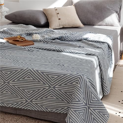 Hayisugal Baumwolle Decke Kuscheldecke, Weiche und Atmungsaktive Tagesdecke,Wohndecke Sofadecke Leichte Bequeme Baumwoll Musselin Decke für Ganze Saison, B Blau, 150x200cm von Hayisugal