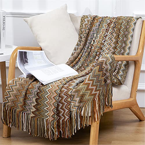 Hayisugal Boho Decke Wohndecken Couchdecke Sofadecke Blanket Böhmen Kuscheldecke überwurf Decke Wendedecke für Bett Sofa Schlafzimmer Büro, Gelb, 130 x 200cm von Hayisugal