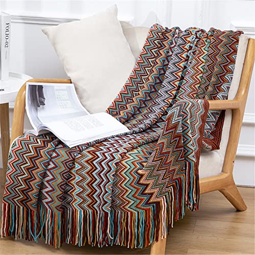 Hayisugal Boho Decke Wohndecken Couchdecke Sofadecke Blanket Böhmen Kuscheldecke überwurf Decke Wendedecke für Bett Sofa Schlafzimmer Büro, Rot, 130 x 150cm von Hayisugal