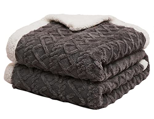 Hayisugal Flauschige Sherpa Kuscheldecke - hochwertige Schafdecke, super weiche Fleecedecke als Sofadecke, Tagesdecke oder Wohndecke Couchdecke Sofa überwurfdecke, Dunkelgrau, 100 x 150cm von Hayisugal