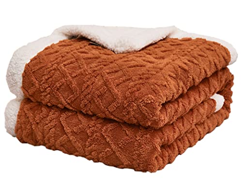 Hayisugal Flauschige Sherpa Kuscheldecke - hochwertige Schafdecke, super weiche Fleecedecke als Sofadecke, Tagesdecke oder Wohndecke Couchdecke Sofa überwurfdecke, Karamell, 100 x 150cm von Hayisugal