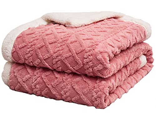 Hayisugal Flauschige Sherpa Kuscheldecke - hochwertige Schafdecke, super weiche Fleecedecke als Sofadecke, Tagesdecke oder Wohndecke Couchdecke Sofa überwurfdecke, Rosa, 100 x 150cm von Hayisugal