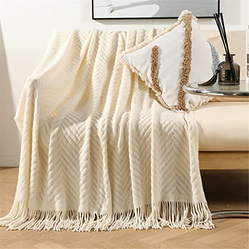 Hayisugal Kuscheldecke Flauschig Super Weiche Boho Decke Flauschig Wolldecke Wendedecke als Sofadecke Fleecedecke Tagesdecke Couchdecke, Beige, 130 x 150cm von Hayisugal