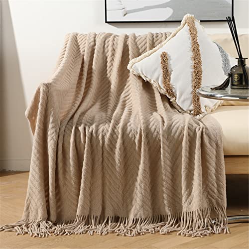 Hayisugal Kuscheldecke Flauschig Super Weiche Boho Decke Flauschig Wolldecke Wendedecke als Sofadecke Fleecedecke Tagesdecke Couchdecke, Khaki, 130 x 150cm von Hayisugal